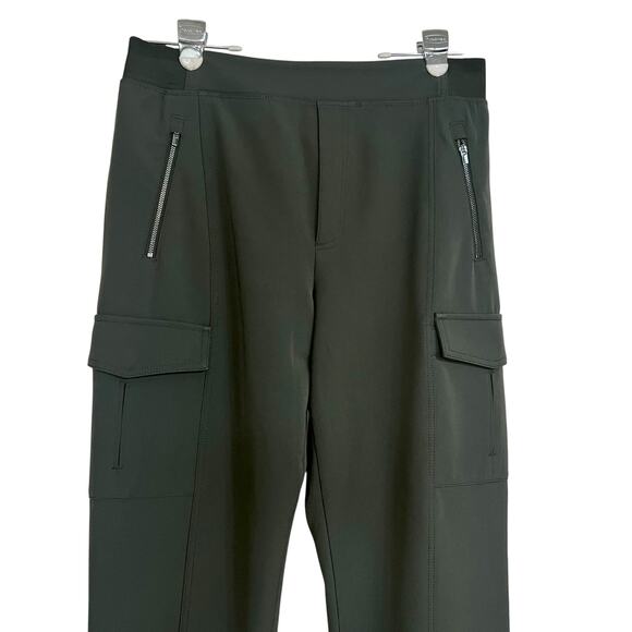 Athleta Size 12 Green High Rise Cargo Pant Utility Stretch Travel Comfort - Picture 4 of 10